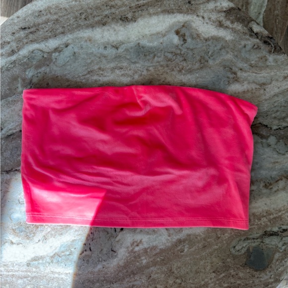 Aerie pink strapless velour tube top crop top in pink M - Picture 2 of 6